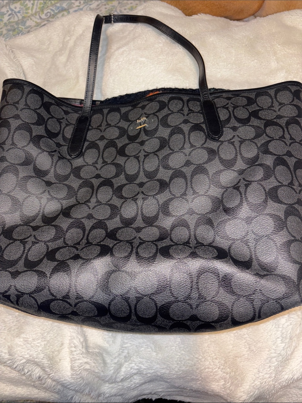 Coach Black Signature Logo Tote with Call out!